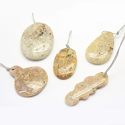 Натуральный Агат Природные подвески агат, разнообразные, 30~66x18~52x3~14 мм, отверстие : 2 мм