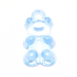 Light Sky Blue Transparent Acrylic Pendants, Bear, Light Sky Blue, 21x11.5x7mm, Hole: 2.1mm