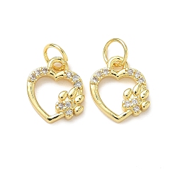 Настоящее золото 18K Латунные микро проложить кубического циркония подвески, сердце, стойки покрытие, без свинца и без кадмия, долговечный, с целью перехода в кольце, реальный 18 k позолоченный, 12x10x3 мм, отверстие : 3.6 мм