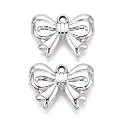 Silver Plated UV Plating Acrylic Pendants, Bowknot Charms, Silver Plated, 24x32.5x7mm, Hole: 2.2~2.7mm