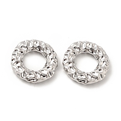 Platinum Eco-friendly Rack Plating Alloy Linking Rings, Cadmium Free & Lead Free, Hammered Round Ring, Platinum, 16x3.5mm, Inner Diameter: 7mm