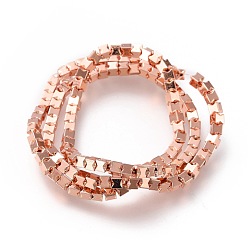 Rose Gold Plated Electroplated Non-magnetic Synthetic Hematite Beads Strands, Long-Lasting Plated, Rose Gold Plated, 3x3mm, Hole: 1mm, about 131~133pcs/strand, 15.75 inch(40cm)