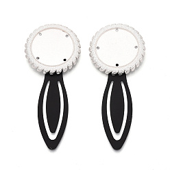 Серебро Закладки из сплава и железа, с плоским круглым вращающимся подносом, серебряные, 80.5~81.5x34x5~6.5 мм, Размер лотка: 25 мм