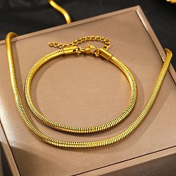 Золотой 304 ожерелья и браслеты из круглой цепи из нержавеющей стали для мужчин и женщин, золотые, 7.48 дюйм (19 см), 18.70 дюйм (47.5 см), 2 шт / комплект