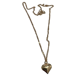 Золотой Сплав сердце кулон Фигаро цепи ожерелья для женщин, золотые, 15.75 дюйм (40 см)