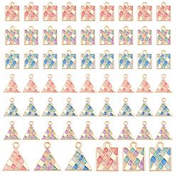 Mixed Color 60Pcs 2 Style Alloy Enamel Pendants, Cadmium Free & Lead Free, Light Gold, Mixed Shapes, Mixed Color, 30pcs/style