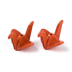 Шоколадный Стойки с покрытием из окрашенного распылением сплава, оригами журавлик, без кадмия, без никеля и без свинца, цвет шоколада, 15x20.5x19 мм, отверстие : 1.2~1.4 мм