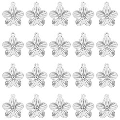 Нержавеющая Сталь Цвет 304 подвески из нержавеющей стали, цветок, цвет нержавеющей стали, 23x20x2 мм, отверстие : 2 мм, 20 шт / коробка
