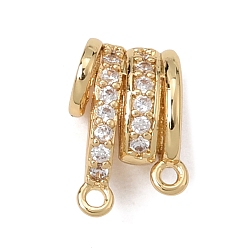 Real 18K Gold Plated Brass Micro Pave Clear Cubic Zirconia Connector Charms, Column Links, Real 18K Gold Plated, 12.5x7.5x5.5mm, Hole: 1mm