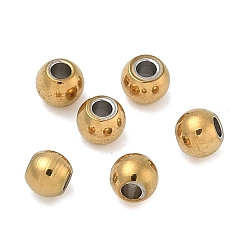Настоящее золото 18K 304 из нержавеющей стали бусы, круглые, ионное покрытие (ip), реальный 18 k позолоченный, 4x3.2 мм, отверстие : 1.6 мм