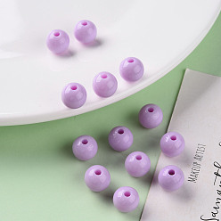 Violet Opaque Acrylic Beads, Round, Violet, 10x9mm, Hole: 2mm, about 940pcs/500g