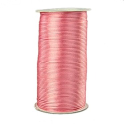 Ярко-Розовый Экологичность 100% полиэфирной нити, гремучий атласный шнур, для китайского вязания, утолщение, изготовление ювелирных изделий, ярко-розовый, 2 мм, о 250yards / рулон (228.6 м / рулон), 750 фут / рулон