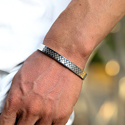 Нержавеющая Сталь Цвет 201 простые браслеты из нержавеющей стали, Шарнирные браслеты для мужчин и женщин, сетка, цвет нержавеющей стали, внутренний диаметр: 2-1/2 дюйм (6.5 см)