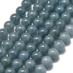 Шифер Серый Натуральный Malaysia нефритовые бусы пряди, окрашенная и подогревом, круглые, шифер серый, 8~8.5 мм, отверстие : 1.2 мм, около 48 шт / нитка, 14.96 дюйм (38 см)