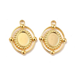 Настоящее золото 18K Ионное покрытие (ip) 304 подвеска из нержавеющей стали с кабошоном, овальные, реальный 18 k позолоченный, лоток : 8.5x6.5 мм, 21x16x2.5 мм, отверстие : 2.5 мм