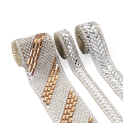 Кристалл 6 пряди 3 стиль блестки горячая фиксация стразы, термоклей на спине, аксессуары для костюма, плоский, кристалл, 380~400x12~35x1.5~2 мм, 2 пряди / стиль