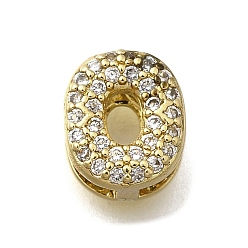 Letter O Латунные микро-паве кубические цирконии буквы многорядные звенья, без свинца и без кадмия, реальный 18 k позолоченный, Письмо O, 8x7x4.5 мм, отверстие : 3.5x1.5 мм