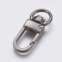 Черный Цвет Металла Поворотные шарниры из сплава цинка, поворотный карабин-лобстер, металлический черный , 34x14x6.5 мм, отверстие : 10x5 мм