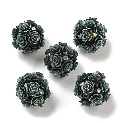 Средний Аквамарин Акриловые бусины ручной работы из полимерной глины со стразами, цветочные светящиеся бусины, светится в темноте, средний аквамарин, 20 мм, отверстие : 1.8 мм