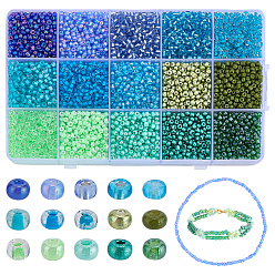 (52) Непрозрачная лаванда 225 g 15 стили стеклянный бисер, серебряная линия круглое отверстие, круглые бусинки, разноцветные, 3~4x2~3 мм, 15 g / style
