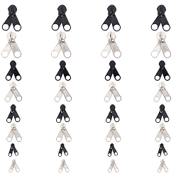 Gunmetal & Platinum Zinc Alloy Double Head Zipper Sliders, for Replacement Luggage Suitcase Backpack Jacket Bags Coat, Gunmetal & Platinum, 27~87x7~18x9.5~20.5mm, 32pcs/box