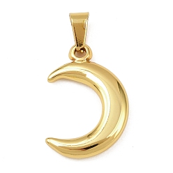 Луна 304 подвески из нержавеющей стали, полый, золотые, луна, 24x16.5x3.5 мм, отверстие : 6x3.5 мм