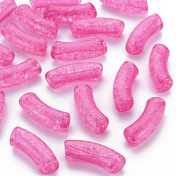 Светло-Вишневый Прозрачных бусин акриловые треск, изогнутая трубка, светло-вишневый, 35x11.5x13.5 мм, отверстие : 3.5 мм, Около 148 шт / 500 г