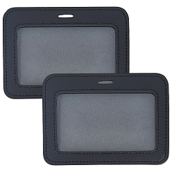 Черный Держатель для пластиковой идентификационной карточки из ПВХ, прямоугольные, чёрные, 77x103x4 мм, отверстие : 13x3.5 мм