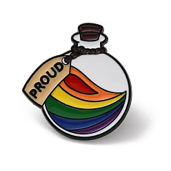 Bottle Эмалевые значки месяца гордости, булавки для лацканов из сплава для одежды рюкзака, чёрные, бутылочка желаний со словом «гордость», 29x27 мм