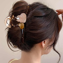 Сердце Заколки для волос в виде когтей из смолы и стразов, кокосового коричневый, сердце, 52x127x45 мм