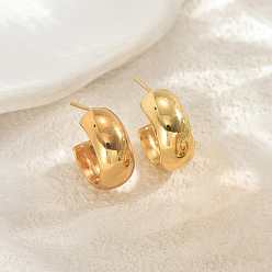 Золотой Простые серьги-гвоздики из нержавеющей стали в форме буквы С, золотые, 18x8 мм