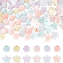 Mixed Color 120Pcs Flocky Acrylic Beads, Bead in Bead, Mixed Shape, Mixed Color, 15x16x9mm, Hole: 2mm