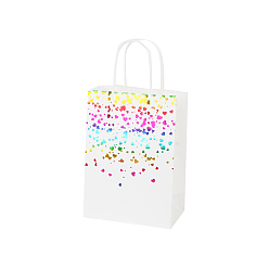 Сердце Пакеты из крафт-бумаги в стиле штамповки, с ручкой, подарочные пакеты, сумки для покупок, прямоугольные, Сердце Pattern, 15x8x21 см