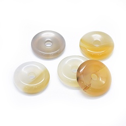 LightKhaki Природные подвески агат, окрашенная и подогревом, пончик / пи-диск, бледно золотарник, ширина пончика: 11.5 мм, 29~30x5~7.5 мм, отверстие : 6~7 мм