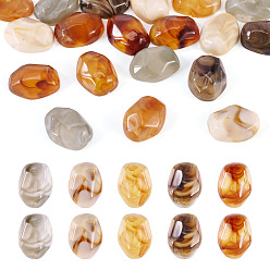 (52) Непрозрачная лаванда 20шт 5 цветные кабошоны из непрозрачной смолы, Имитация янтаря, самородки, граненые, разноцветные, 21.5x16.5x7.5 мм, 4 шт / цвет