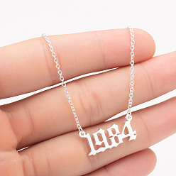 Нержавеющая Сталь Цвет 1984 год рождения число 201 ожерелья с кулоном из нержавеющей стали, цвет нержавеющей стали, 17.72 дюйм (45 см)