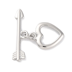 Платина Застежки-тоглы в форме сердца из латуни, без кадмия, без никеля и без свинца, долговечный, платина, Сердце: 14.5x12x1.5 mm, отверстие : 1.8 мм, бар: 6.5x24x1.5 mm, отверстие : 1.8 мм