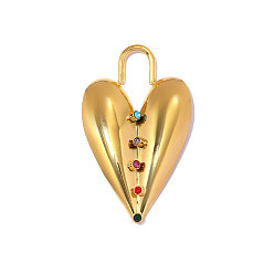 Разноцветный 304 Подвески из нержавеющей стали и АБС-пластика с имитацией жемчуга, шарма сердца, реальный 18 k позолоченный, ионное покрытие (ip), долговечный, красочный, 46x28 мм, отверстие: 15.60 мм