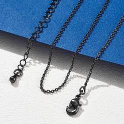 Черный Цвет Металла Латунные цепочки роло ожерелья для женщин, 304 из нержавеющей стали застежкой омар, стойки покрытие, без свинца и без кадмия, долговечный, металлический черный , 17.76 дюйм (45.1 см)