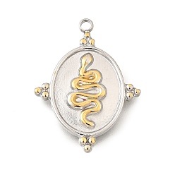 Oval 304 подвески из нержавеющей стали, золотые и нержавеющая сталь цвет, Овальный со змеей, 22.5x17x2 мм, отверстие : 1.6 мм