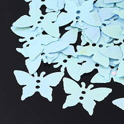 Небесно-голубой Аксессуары для орнаментов, пластиковые пайетки / блестки из пвх, бабочка, голубой, 12x17x0.4 мм, Отверстие : 1.2 мм , около 9000 шт / 500 г