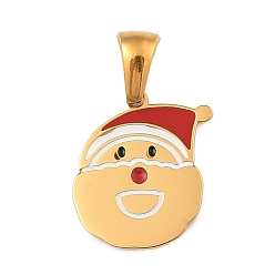 Letter D Новогодняя тема 304 подвески из нержавеющей стали, с эмалью, золотые, Санта-Клаус письмо талисман, Буква D, 16x13x1.5 мм, отверстие : 6x3 мм