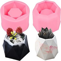 Pink DIY-Silikon-Blumentopfformen in Lebensmittelqualität, Fondantformen, Backformen, Schokolade, Süßigkeiten, Kekse, UV-Harz & Epoxidharz Schmuckherstellung, Achteck, rosa, 87x87x43 mm, Innengröße: 65x65 mm, 85x73 mm, Innengröße: 65x73 mm, 2 Stück / Set