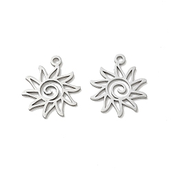 Stainless Steel Color 304 Stainless Steel Pendants, Sun Charms, Cut-Out, Stainless Steel Color, 16x13x1mm, Hole: 1.4mm