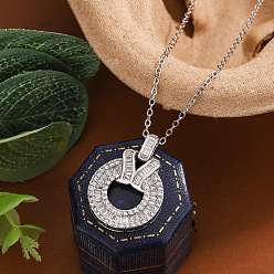 Платина Женские кольца-подвески из латуни с инкрустацией прозрачными кубическими циркониями., платина, 15.75 дюйм (40 см)