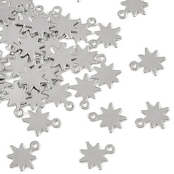 Platinum SHEGRACE Brass Charms, Star Charms, Cadmium Free & Lead Free & Nickel Free, Long-Lasting Plated, Platinum, 8x7x0.5mm, Hole: 0.8mm