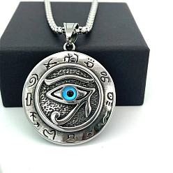 Нержавеющая Сталь Цвет Ожерелья из нержавеющей стали с египетским оком Ра, цвет нержавеющей стали