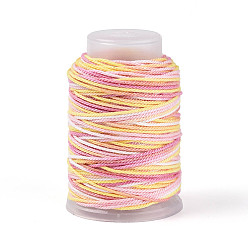 Персиковый Слойка 35м сегментный окрашенный хлопковый шнур для макраме, круглая плетеная веревка, для настенного крепления, ремесла, Подарочная упаковка, розовые, 1 мм, около 38.28 ярдов (35 м) / рулон