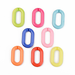 Mixed Color Opaque Acrylic Linking Rings, Quick Link Connectors, for Cable Chains Making, Unwelded, Oval, Mixed Color, 27x16.5x4.5mm, Inner Diameter: 18x7.5mm