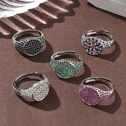 (52) Непрозрачная лаванда Манжеты из латуни с микро паве кубический цирконий для женщин, круглые, без кадмия и без свинца, стойки покрытие, разноцветные, 13 мм, размер США 7 3/4 (17.9 мм)